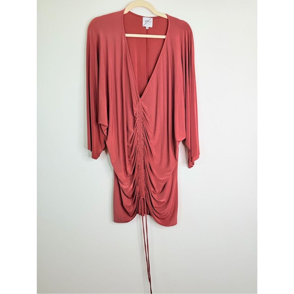 NWOT ✨ MISA Los Angeles Brown Ruched Front Slinky Dress Spandex Material Sz MD